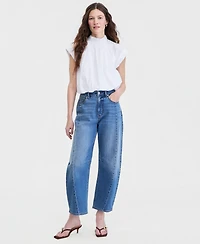 On 34th Women's Cotton High-Neck Bubble Top, Macy's Exclusive