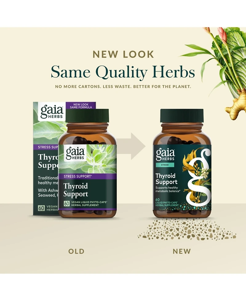 Gaia Herbs Thyroid Support - Made with Ashwagandha, Kelp, Brown Seaweed, and Schisandra to Support Healthy Metabolic Balance and Overall Well-Being