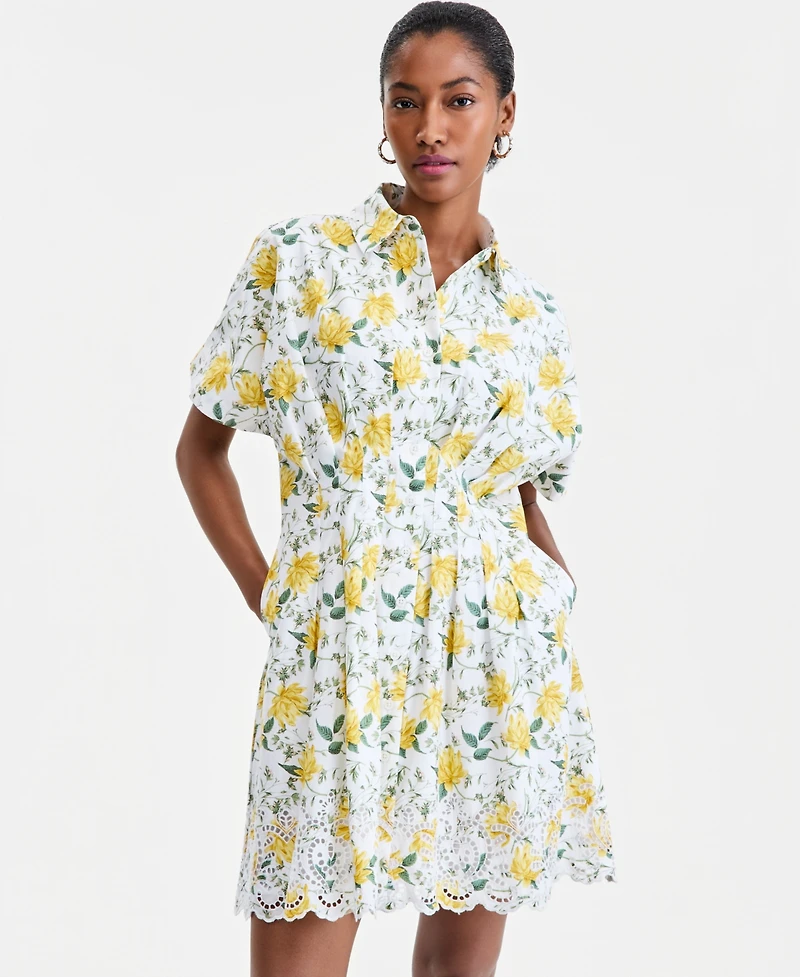 On 34th Women's Cutwork-Hem Mini Shirtdress, Macy's Exclusive