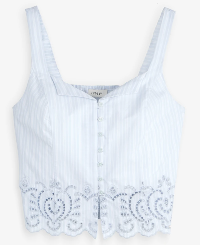 On 34th Women's Cotton Button-Front Cutwork Tank Top, Macy's Exclusive
