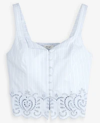 On 34th Women's Cotton Button-Front Cutwork Tank Top, Macy's Exclusive