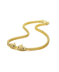Rachel Glauber 14K Gold Plated Cubic Zirconia Mesh Panther Face Necklace