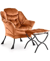 gaomon Lazy Chair with Ottoman, Modern Lounge Leisure Sofa Armchair with Footrest,Reading Armchair with Side Pocket for Living Room, Bedroom