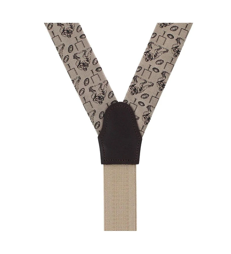 Trafalgar Men's Field Goal Football Themed Novelty Silk Button End Suspenders