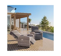 gaomon Rattan Recliner Chair Single Sofa with Thick Cushions and Frame for Deck Porch Poolside Garden Patio Lounge