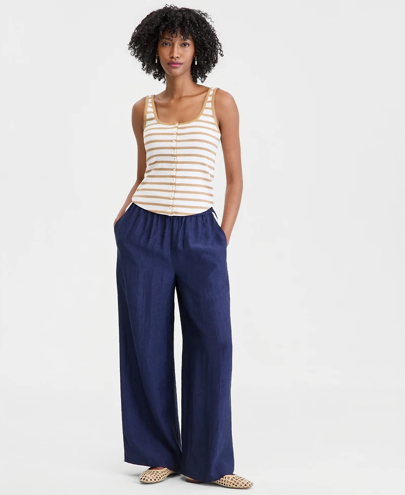 On 34th Women's Button-Down Contrast-Stitch Rib Tank Top, Macy's Exclusive