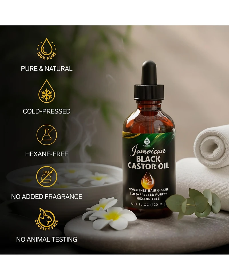 Pursonic Jamaican Castor Oil – 100% Pure, Cold-Pressed Nourishment for Hair & Skin