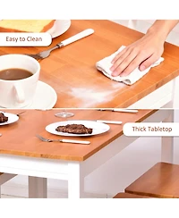 5pc Dining Table Chairs Set Solid Wood Kitchen Breakfast Dinette Furniture