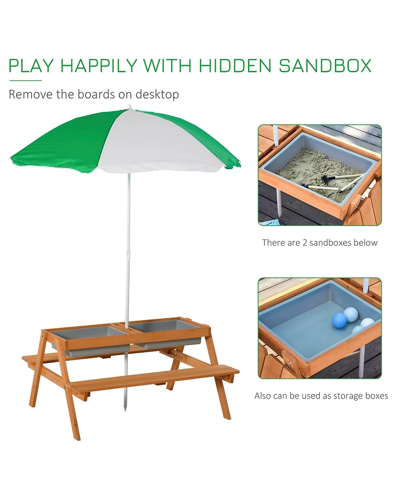 Outsunny Kids Picnic Table, and Water Table, Kids Outdoor Furniture