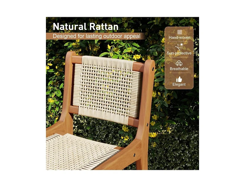 Slickblue Patio Counter Height Bar Stool with Durable Teak Wood Frame