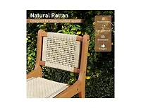 Slickblue Patio Counter Height Bar Stool with Durable Teak Wood Frame