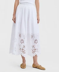 On 34th Women's Cotton Solid Eyelet Midi Skirt, Macy's Exclusive