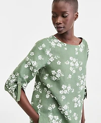 Charter Club Women's 100% Linen D-Ring Top, Created for Macy's