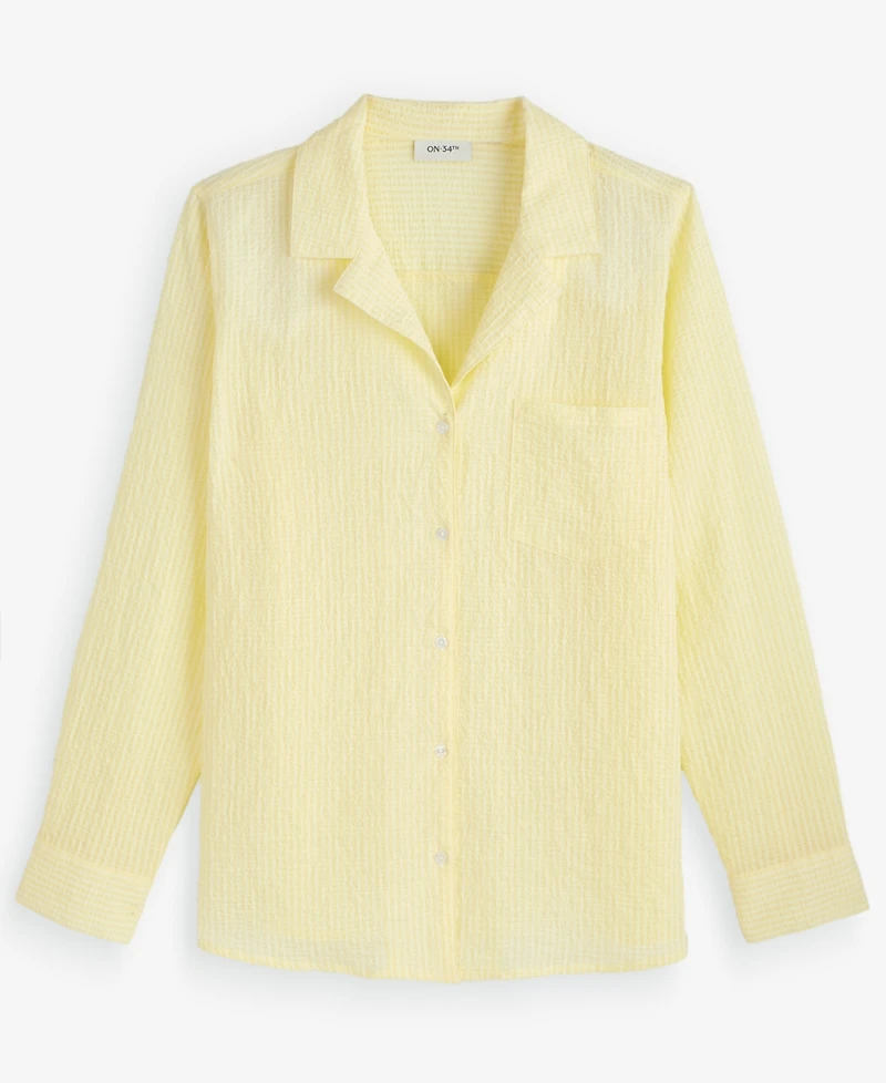 On 34th Women's Long-Sleeve Seersucker Shirt, Macy's Exclusive