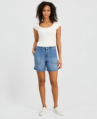 Style & Co Women's High-Rise Utility Pocket Denim Shorts, Macy's Exclusive