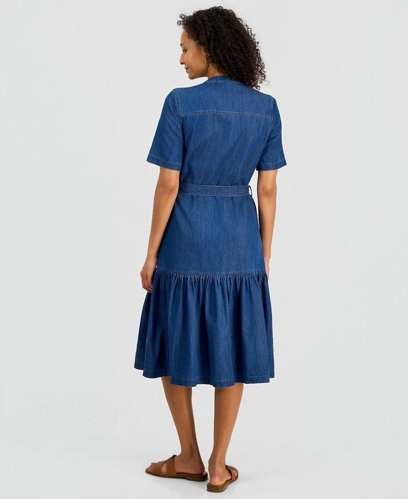 Style & Co Women's Denim Midi Tiered Dress, Macy's Exclusive