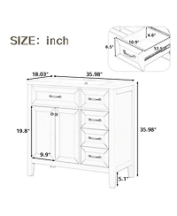 Sillysis 36" Bathroom Vanity with Ceramic Sink, Solid Wood Frame, Storage Cabinet & Drawers for Modern Bathrooms
