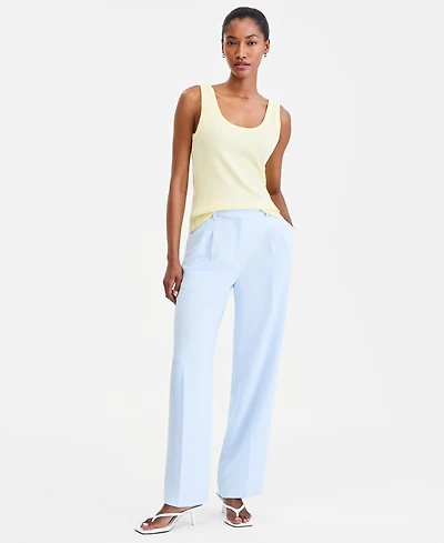On 34th Women's High-Rise Polished Crepe Pleated Wide-Leg Trousers, Macy's Exclusive