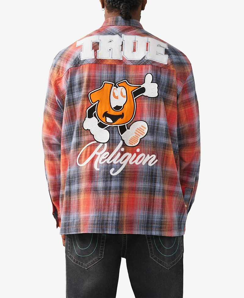 True Religion Men's Patch Long-Sleeve Flannel Shirt