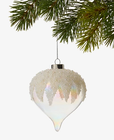 Holiday Lane Iced Delight Glass Ball Ornament with Beaded Dripping, Macy's Exclusive