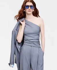 Women's Pinstripe One-Shoulder Top, Macy's Exclusive- Molly Rogers Capsule Collection