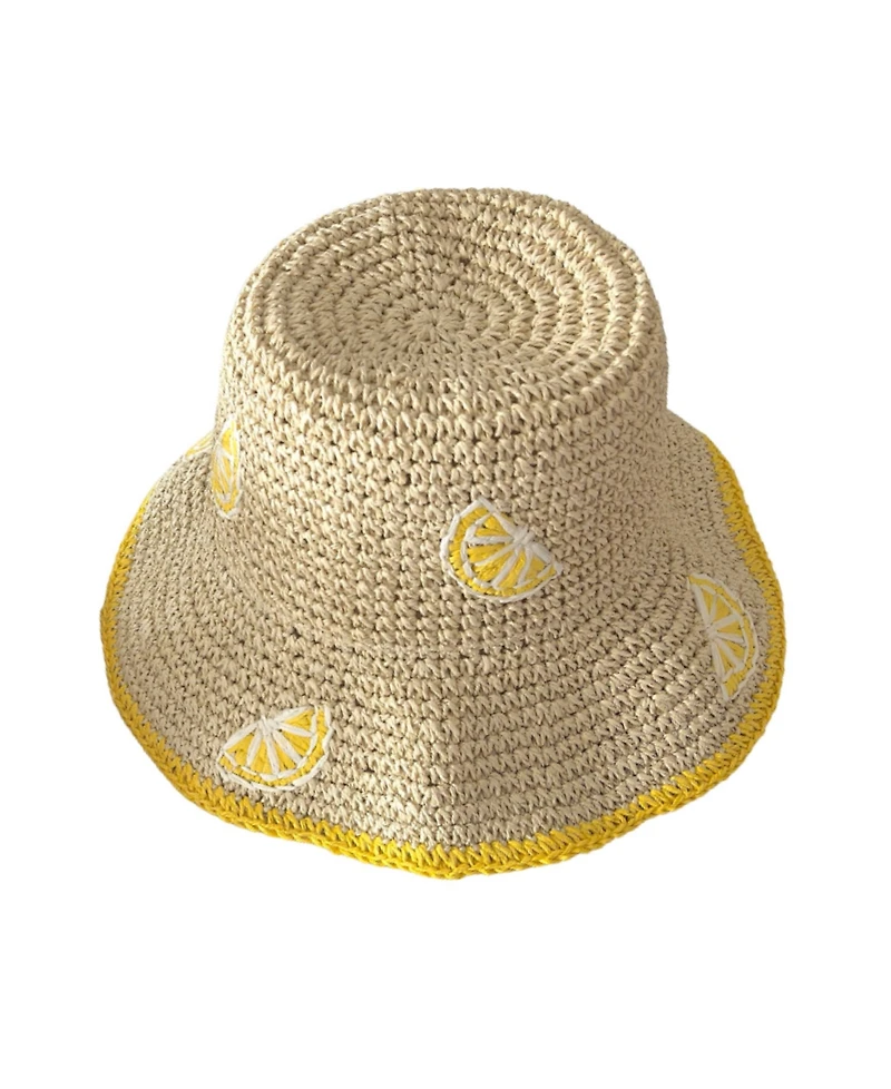 Marcus Adler Packable Lemon Straw Bucket Hat