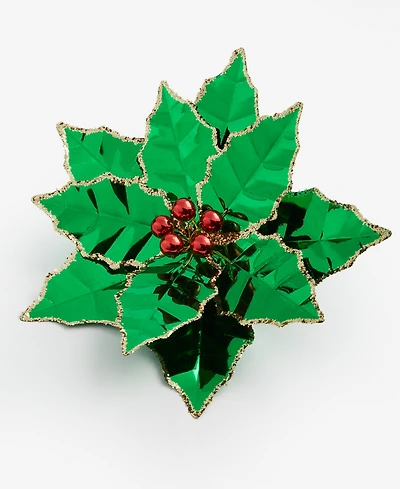 Holiday Lane Merry Magic Foil Poinsettia with Clip Ornament, Macy's Exclusive