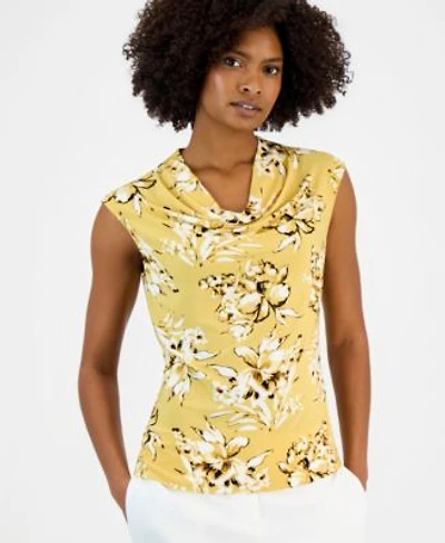 Kasper Womens Sleeveless Cowlneck Top