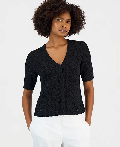 Kasper Petite V-Neck Button-Front Sweater