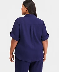 Anne Klein Essentials Plus Collared Button-Front Shirt