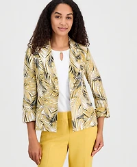 Kasper Women's Open-Front Palm-Print Jacket