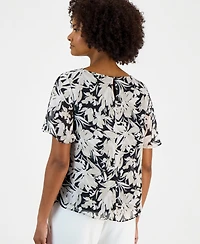 Kasper Women's Printed Short-Sleeve Top