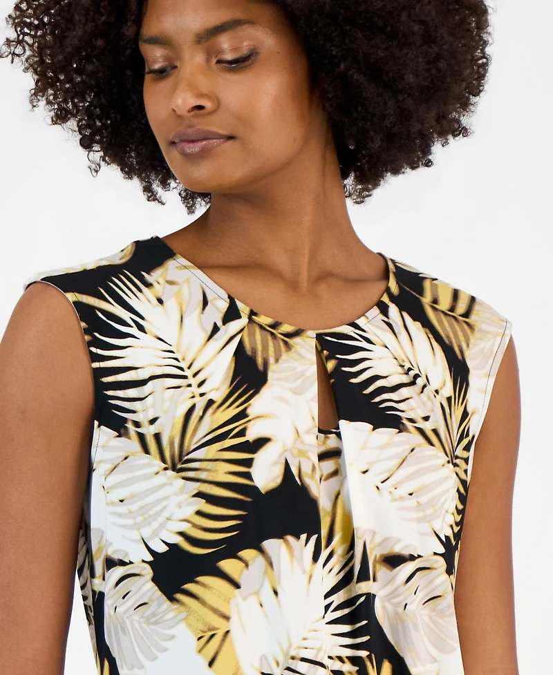 Kasper Women's Sleeveless Printed Keyhole Top