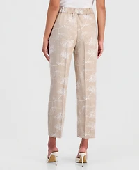 Kasper Petite Floral Embroidery Mid-Rise Pants