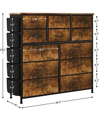 gaomon 12-Drawer Fabric Dresser with Side Pockets, Hooks