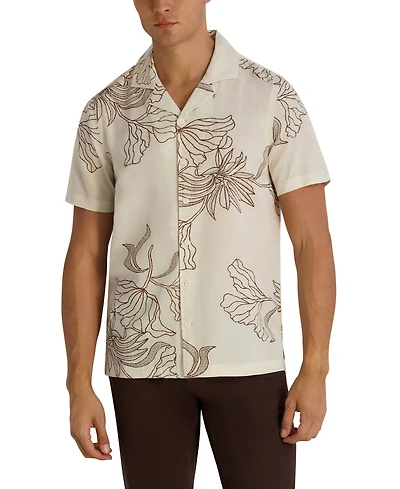 Karl Lagerfeld Paris Men's Regular-Fit Short-Sleeve Printed Floral Shirt