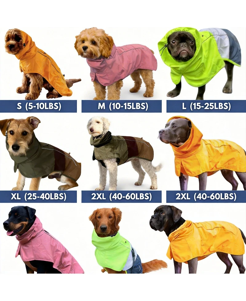 Aronkl Dog Raincoat - Waterproof, Windproof, Reflective, Breathable, Coverage
