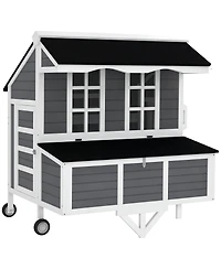 PawHut 43" Chicken Coop with Wheels, Chicken Tractor for 2-4 Hens, Rabbits