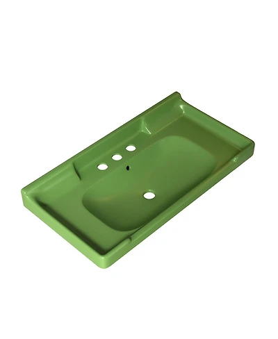 Sillysis 36" Bathroom Ceramic Sink Basin with 3 Faucet Holes, Rectangular Countertop Vanity Overflow for Modern