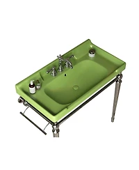 Sillysis 36" Bathroom Ceramic Sink Basin with 3 Faucet Holes, Rectangular Countertop Vanity Overflow for Modern