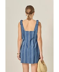 English Factory Women's Denim Stripe Mini Dress
