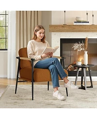 gaomon Modern Accent Chair with Metal Frame, Upholstered in Plush 420g Teddy Sherpa Fabric Cozy Reading Chair