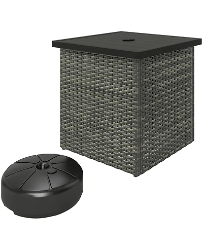 Outsunny Wicker Side Table, Square Pe Rat Outdoor End Table