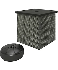 Outsunny Wicker Side Table, Square Pe Rat Outdoor End Table