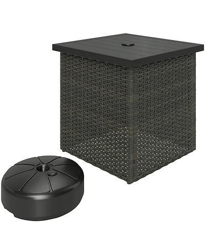 Outsunny Wicker Side Table, Square Pe Rat Outdoor End Table