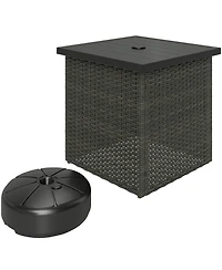 Outsunny Wicker Side Table, Square Pe Rat Outdoor End Table