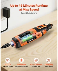 Mecale 119-Piece Cordless Rotary Tool Kit, DC12V Mini Rotary Tool, 28-Speed 5000–32000 Rpm, Multi-Purpose Diy Tool Set