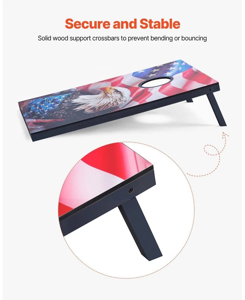 Mecale Cornhole Set, 3x2 ft Mdf Wood Toss Game Boards with 8 Bean Bags and Carrying Case for Indoor and Outdoor Play