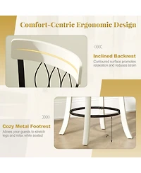 Gymax 26'' Set of Bar Stools w/ Footrest Rubber Wood Frame & Tufted Rivets