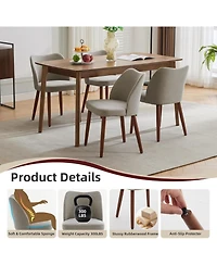 gaomon Modern Linen Dining Chairs Set of 6, Upholstered Chairs with Padded Seat and Wood Legs